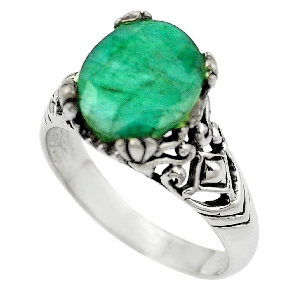 Natural green emerald 925 sterling silver ring jewelry size 10 m51152