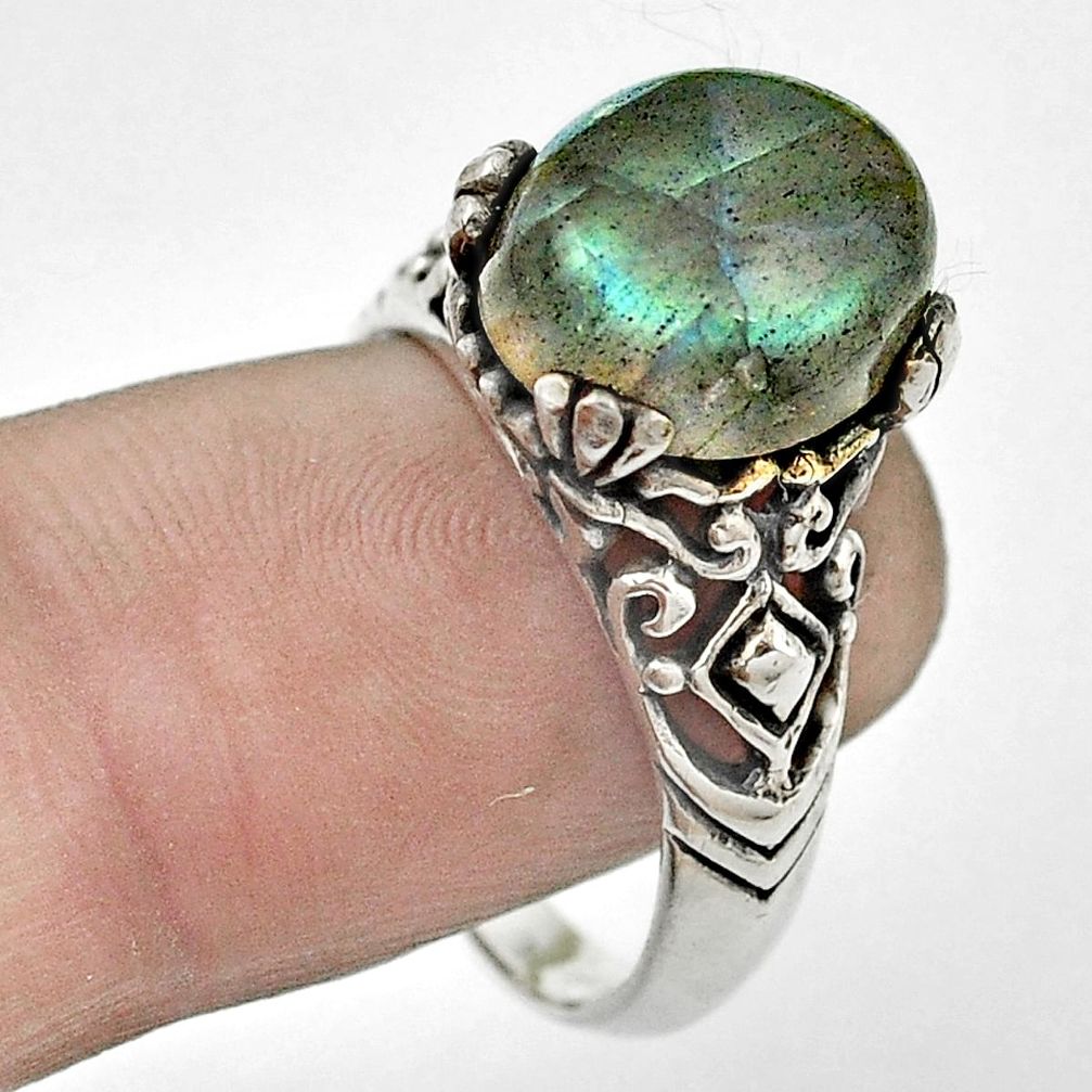 Natural blue labradorite 925 sterling silver ring jewelry size 8 m51157