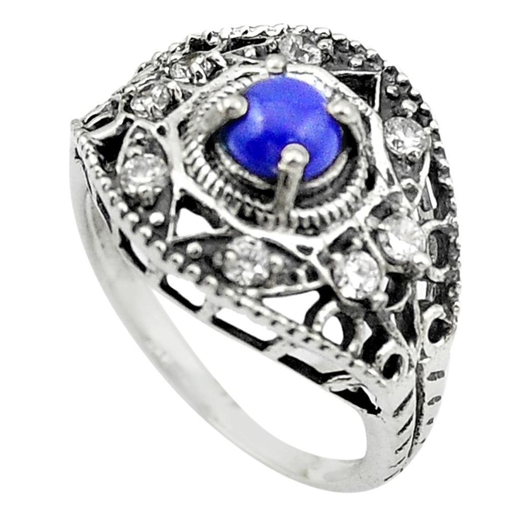 Natural blue lapis lazuli topaz 925 sterling silver ring size 7 m51176