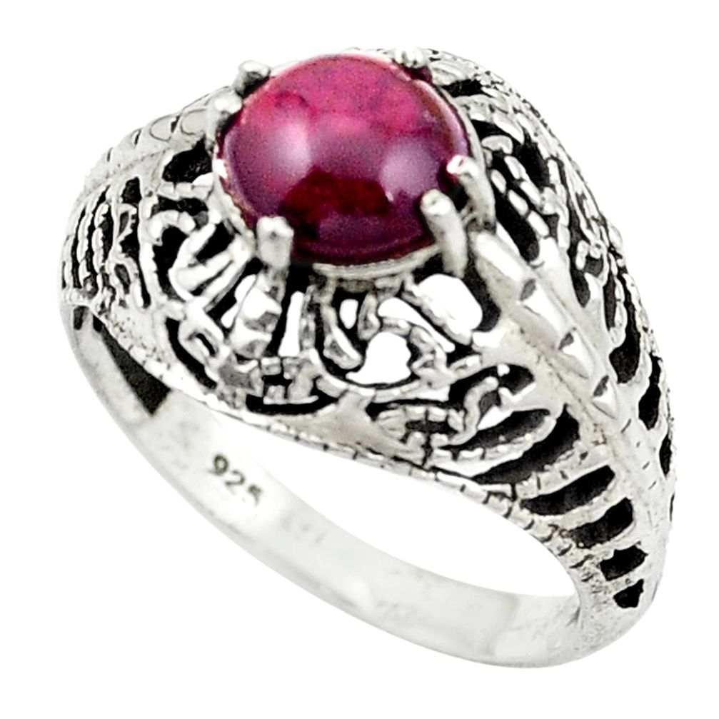 Natural red garnet 925 sterling silver ring jewelry size 7.5 m51178