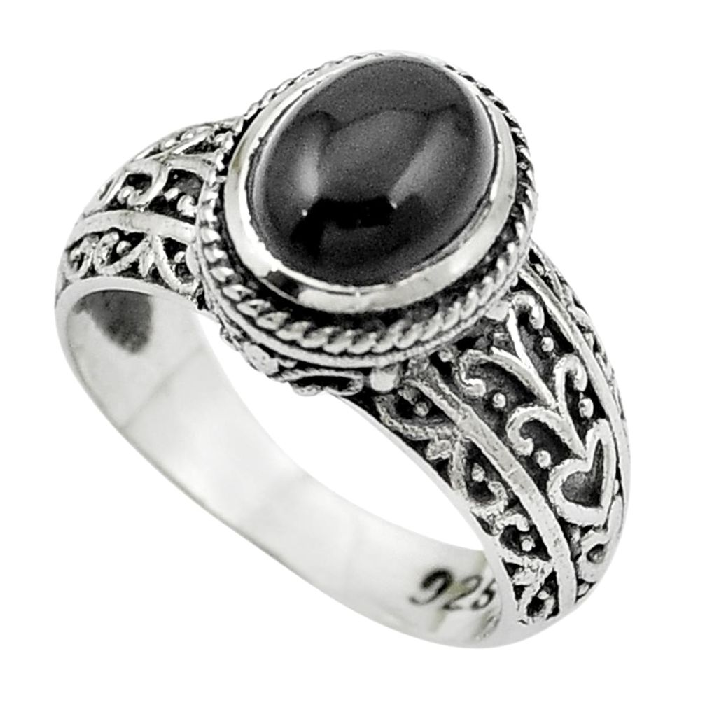 Natural black onyx 925 sterling silver ring jewelry size 7 m51189