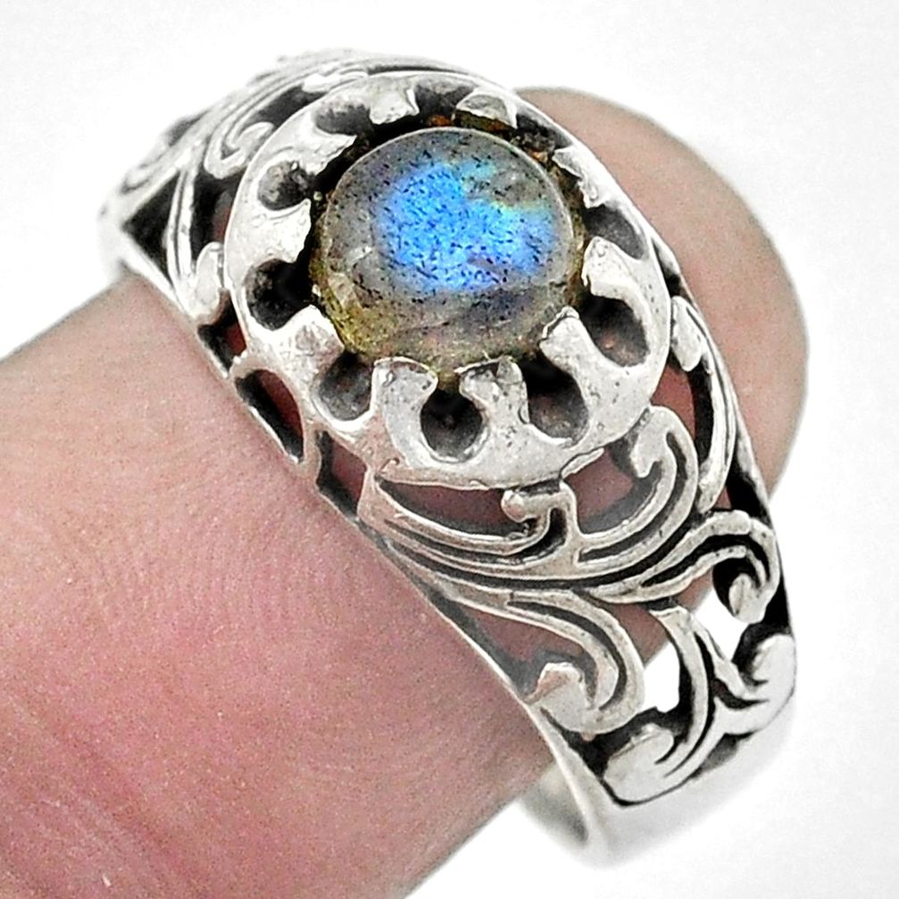 Natural blue labradorite 925 sterling silver ring jewelry size 8 m51203