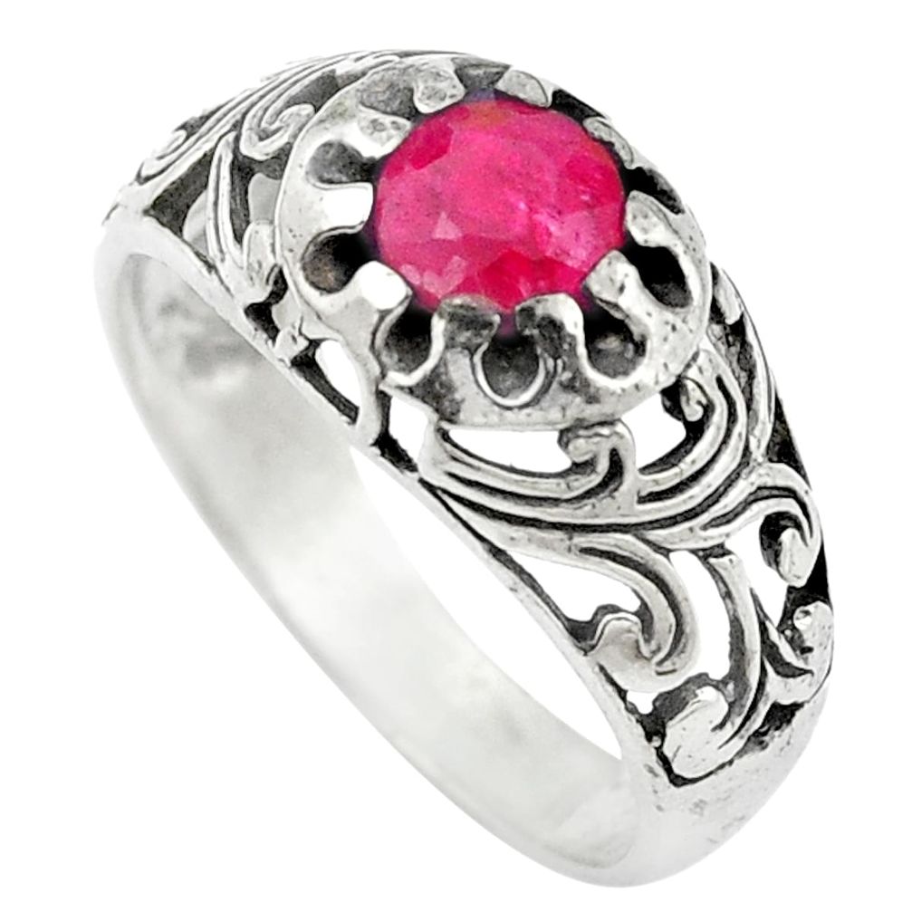 Natural red ruby 925 sterling silver ring jewelry size 8.5 m51214