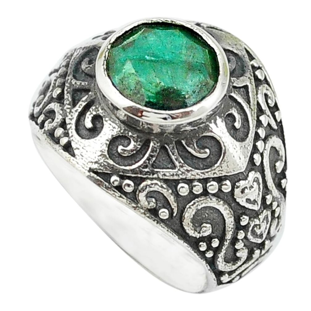 Natural green emerald 925 sterling silver ring jewelry size 6 m51261