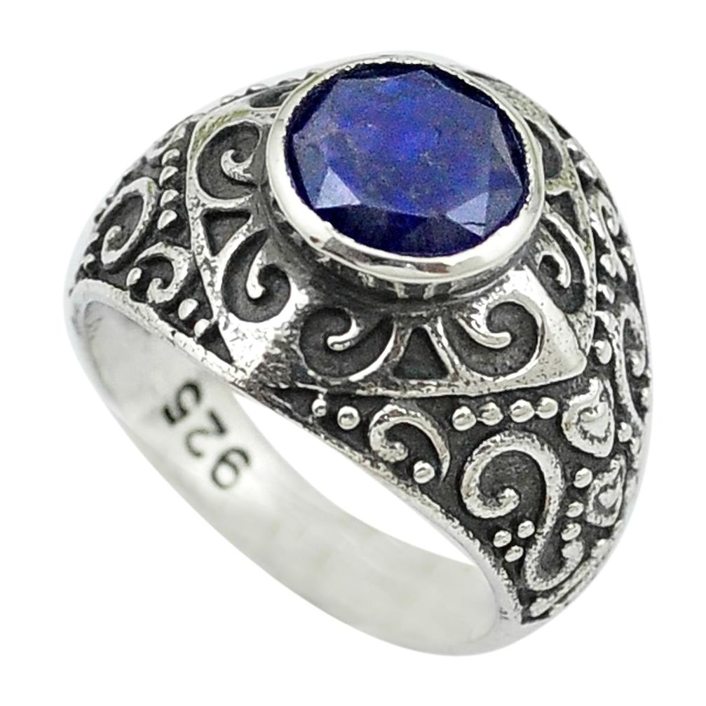 Natural blue sapphire 925 sterling silver ring jewelry size 7 m51262