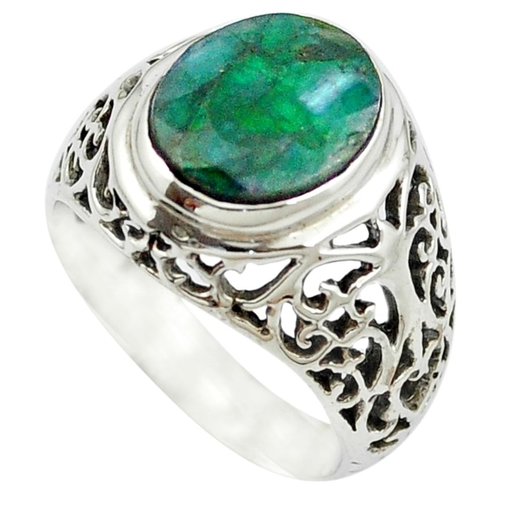 Natural green emerald 925 sterling silver ring jewelry size 7.5 m51264