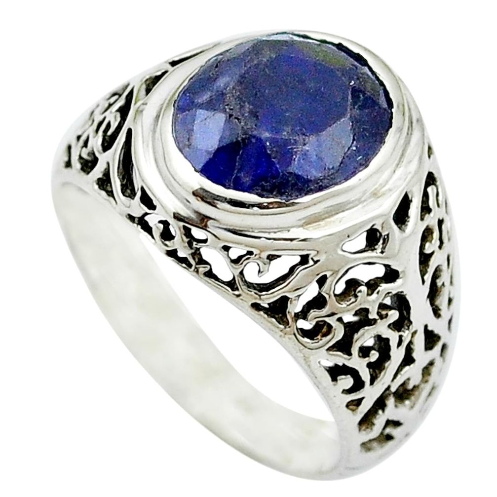 Natural blue sapphire 925 sterling silver ring jewelry size 8 m51267