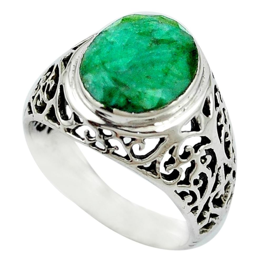 Natural green emerald 925 sterling silver ring jewelry size 8 m51277