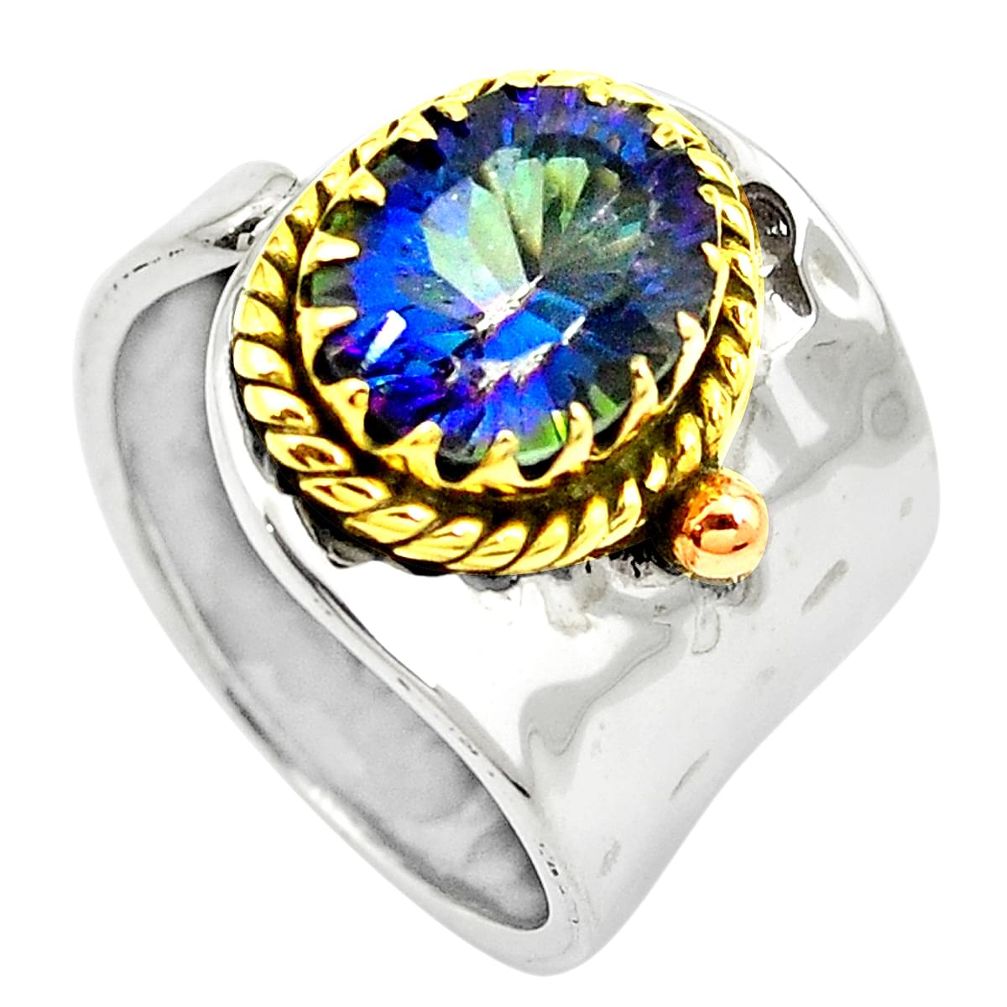 925 silver multi color rainbow topaz 14k gold adjustable ring size 9 m51652