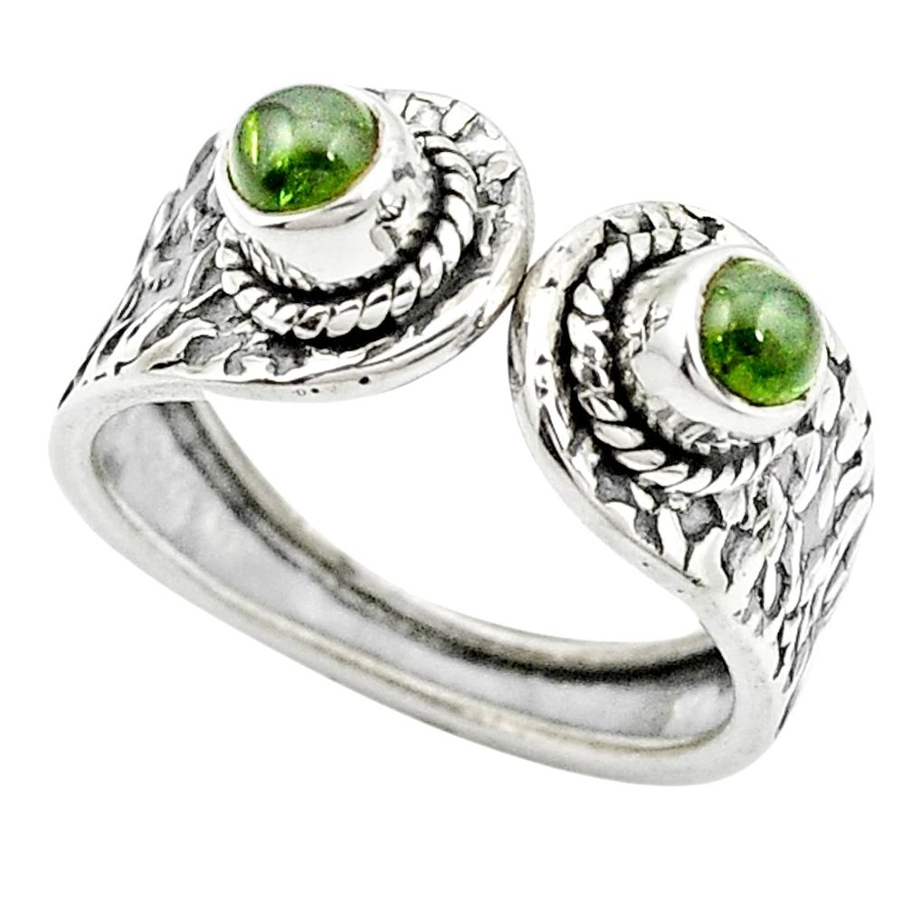 925 sterling silver natural green tourmaline adjustable ring size 8 m51670