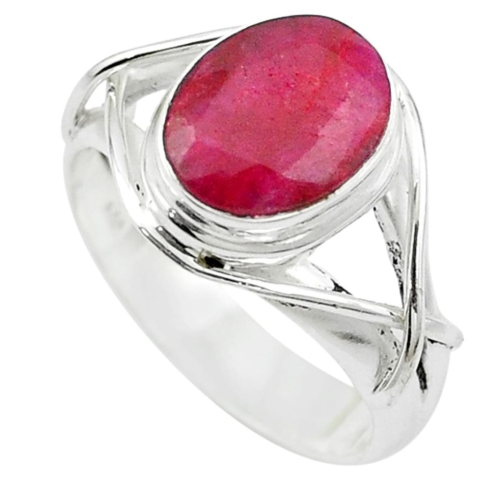 Natural red ruby 925 sterling silver ring jewelry size 7 m51682