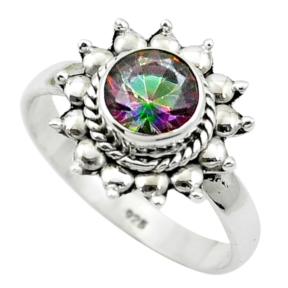Multi color rainbow topaz 925 sterling silver ring jewelry size 9 m51787