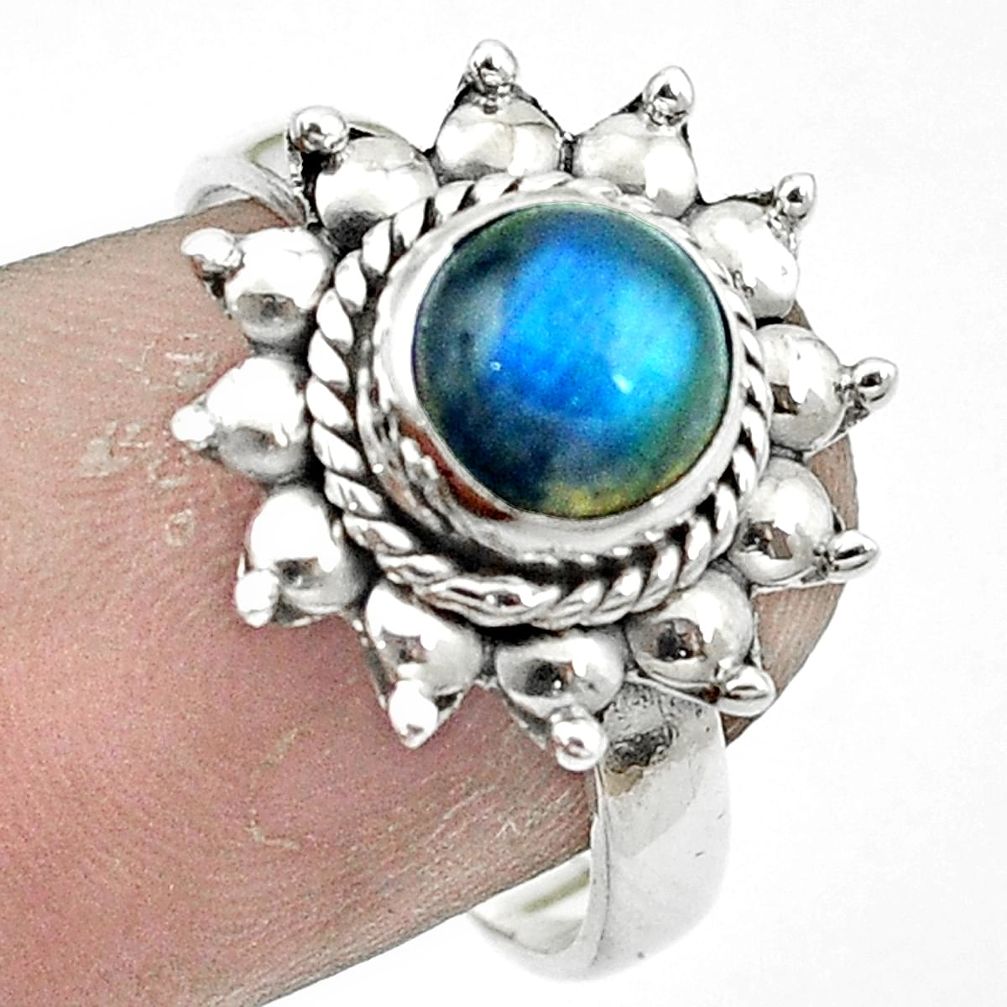 Natural blue labradorite 925 sterling silver ring jewelry size 7 m51796