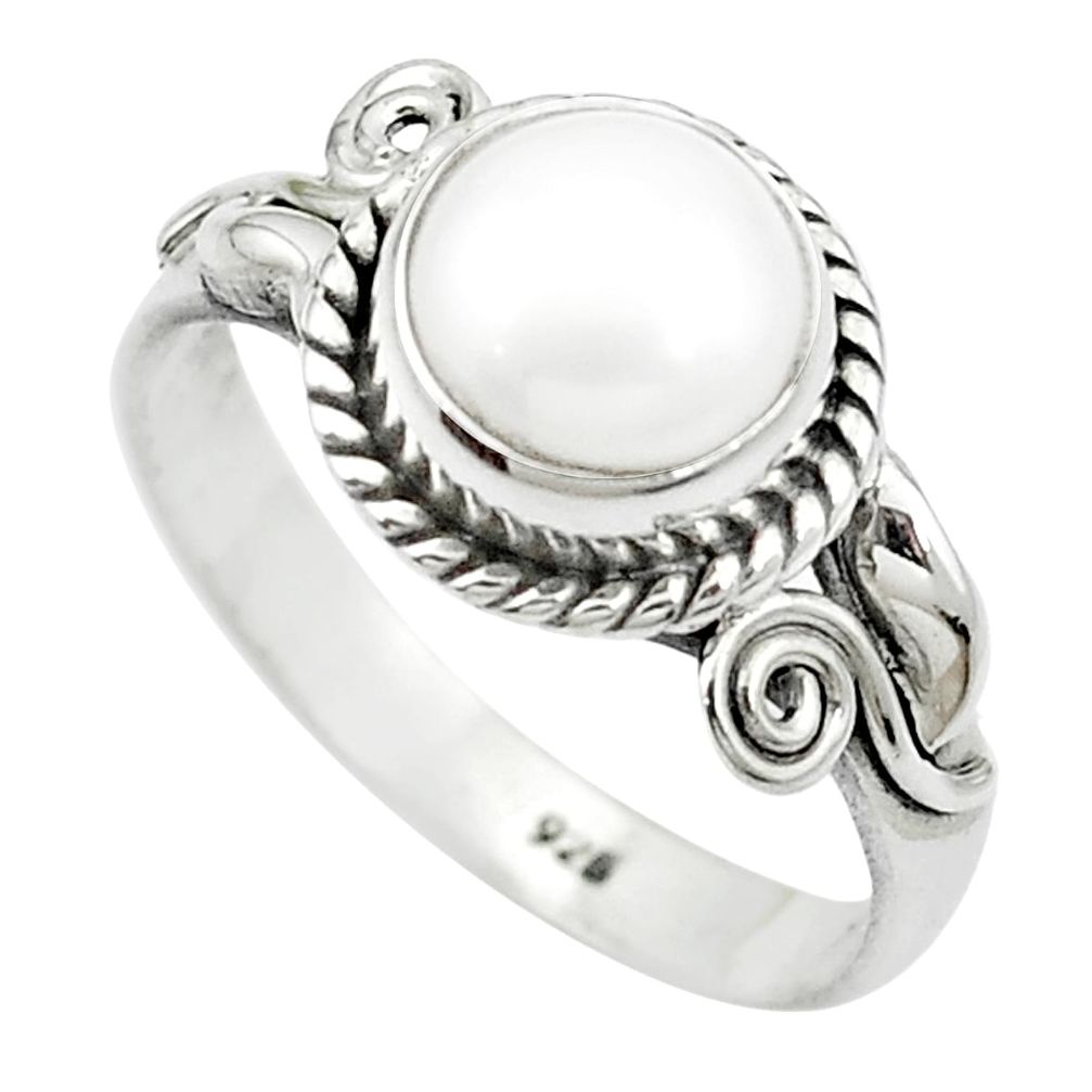 Natural white pearl 925 sterling silver ring jewelry size 8 m51831