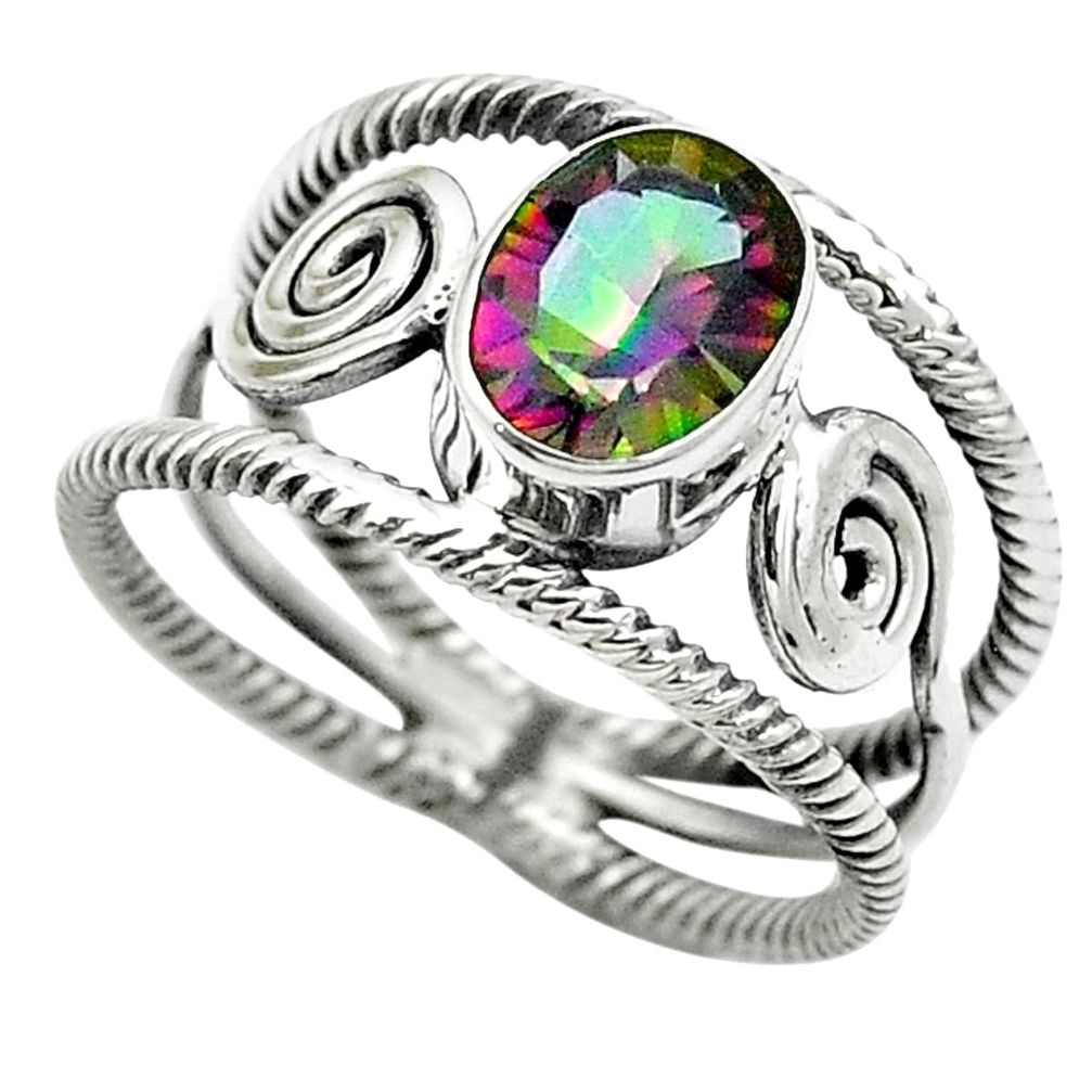 Multi color rainbow topaz 925 sterling silver ring jewelry size 6 m51876