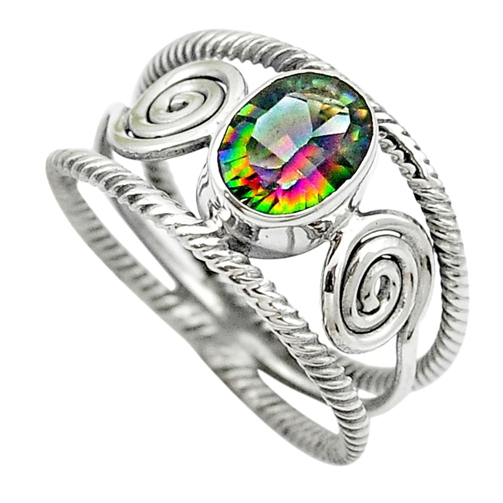 Multi color rainbow topaz 925 sterling silver ring size 7.5 m51877