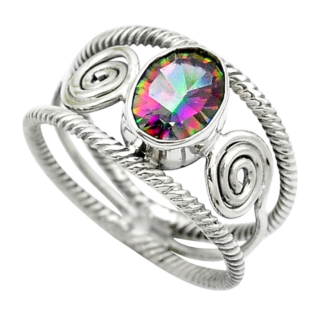 Multi color rainbow topaz 925 sterling silver ring size 6.5 m51878