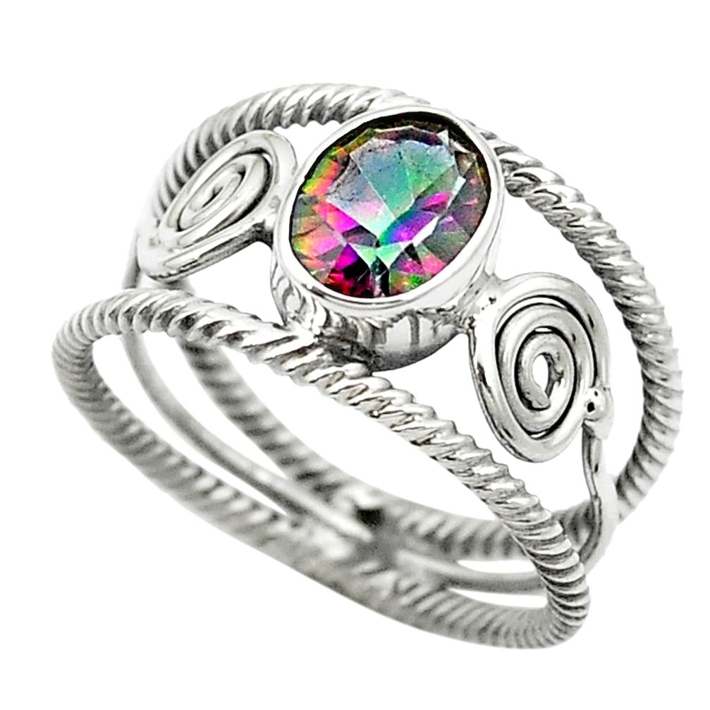 Multi color rainbow topaz 925 sterling silver ring jewelry size 7 m51880
