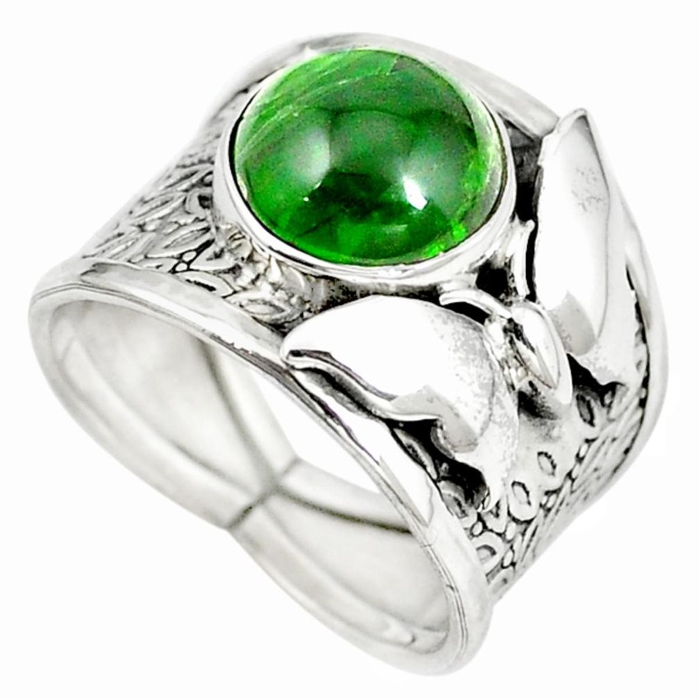 Natural green chrome diopside 925 silver butterfly ring size 8 m5221