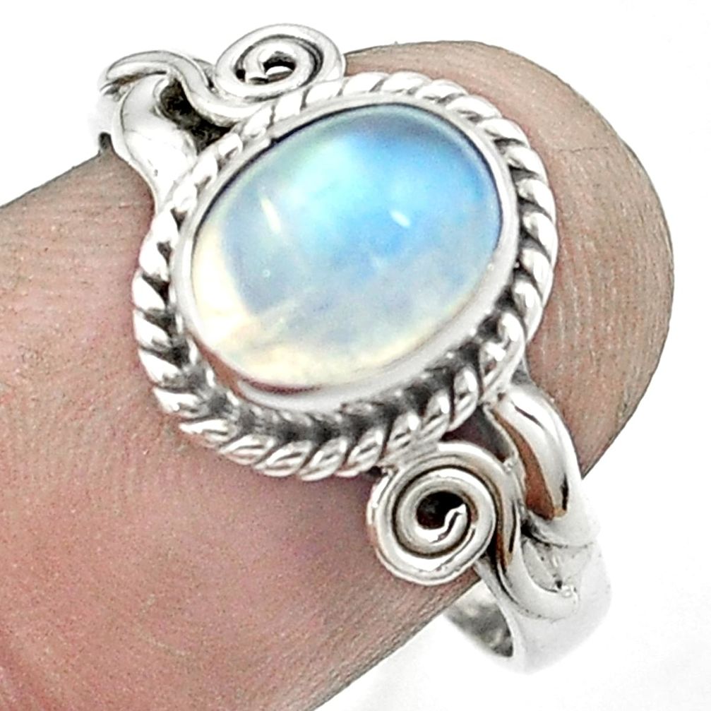 Natural rainbow moonstone 925 sterling silver ring jewelry size 8 m52894