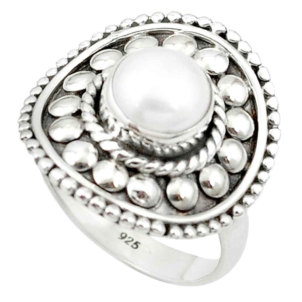 Natural rainbow pearl 925 sterling silver ring jewelry size 8 m53042