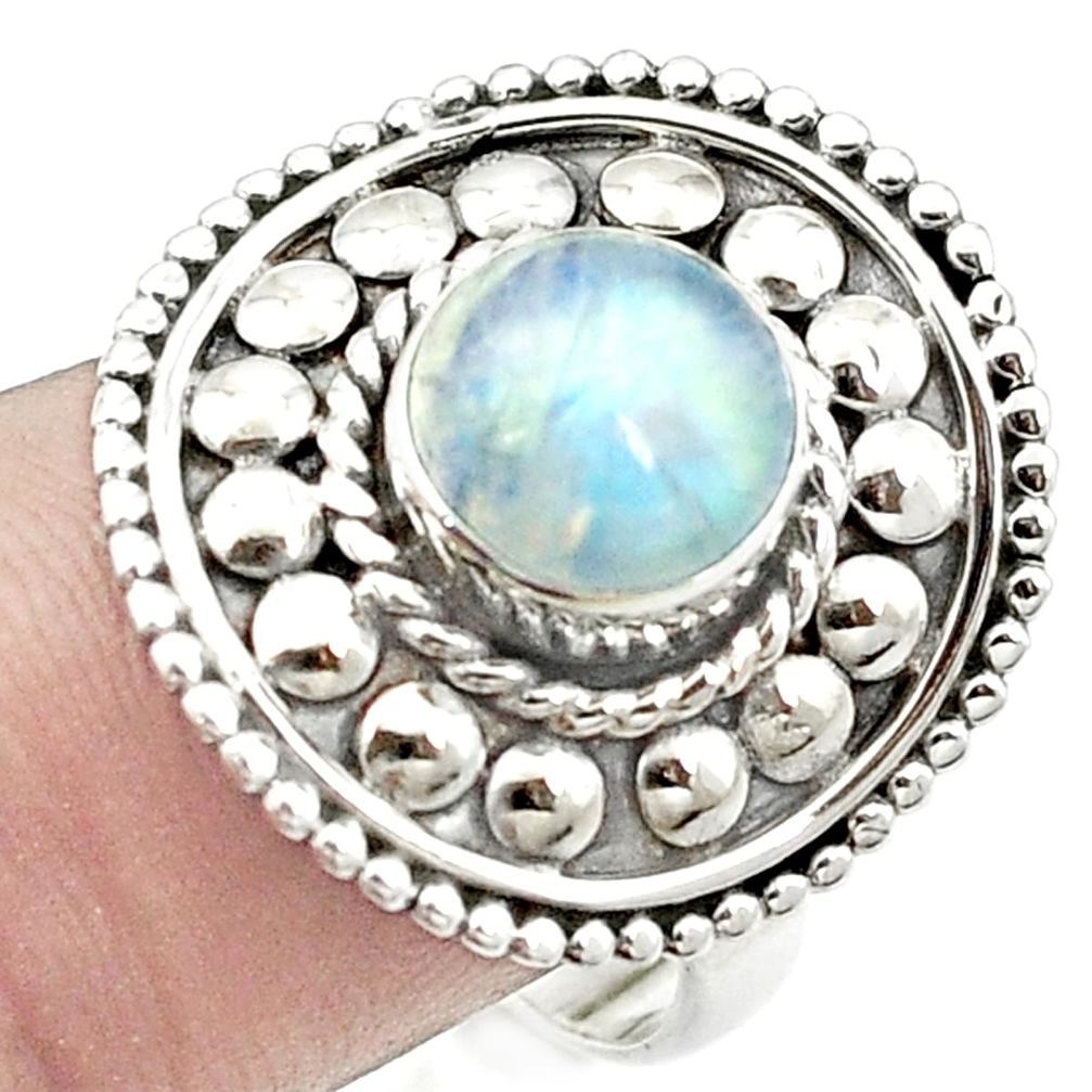 925 sterling silver natural rainbow moonstone ring jewelry size 8.5 m53049