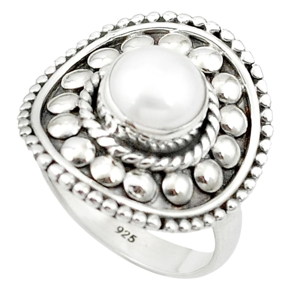 Natural pearl 925 sterling silver ring jewelry size 7.5 m53063