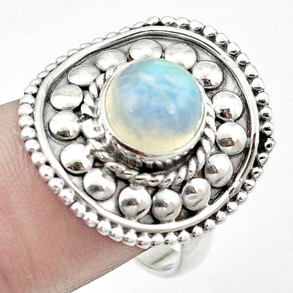 Natural rainbow moonstone 925 sterling silver ring jewelry size 8 m53072