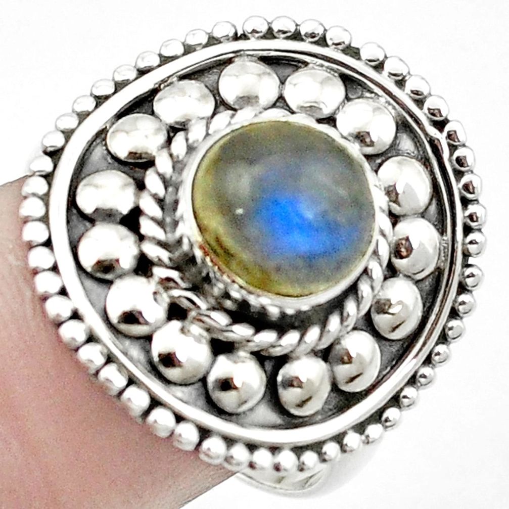 Natural blue labradorite 925 sterling silver ring jewelry size 9 m53075