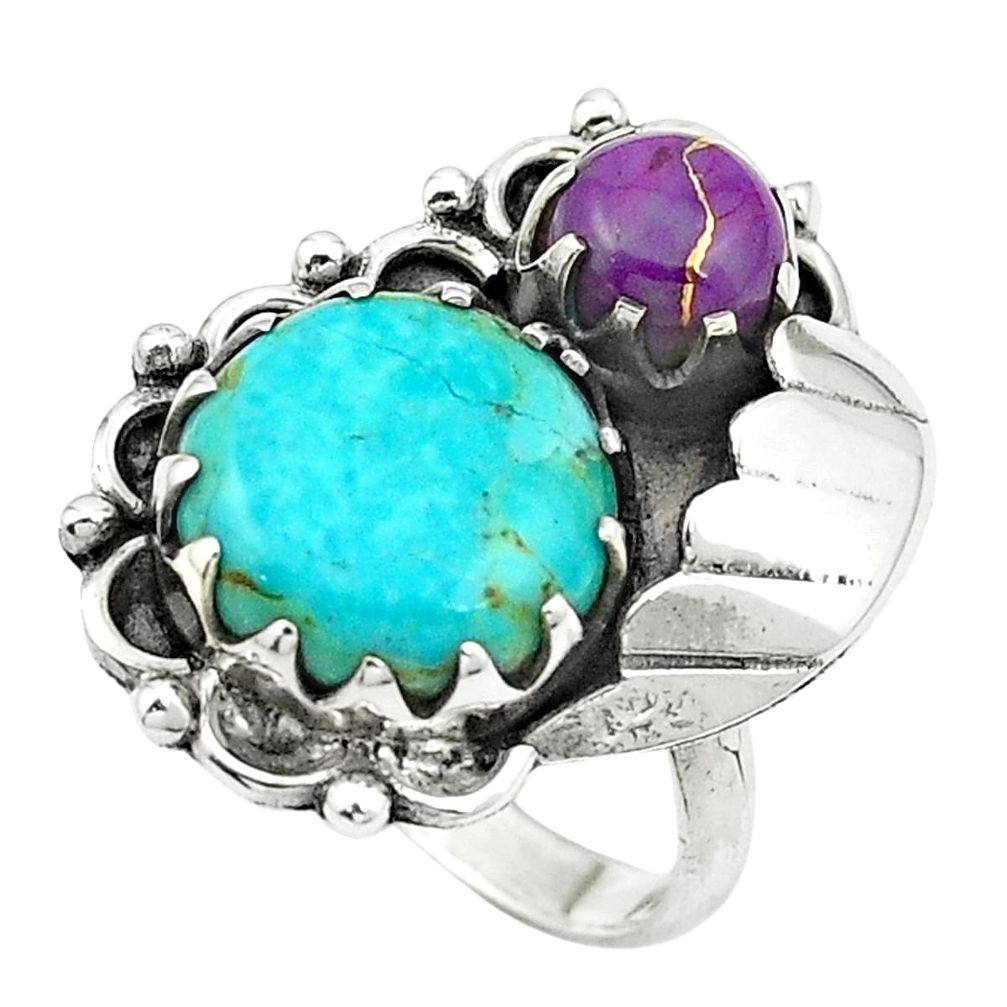 925 sterling silver multi color copper turquoise ring size 6.5 m53285