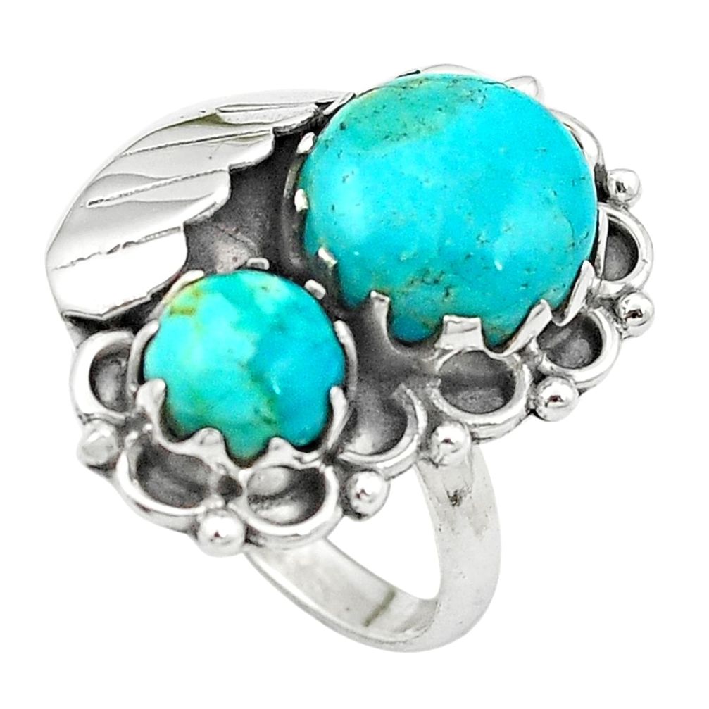 Blue copper turquoise 925 sterling silver ring jewelry size 7.5 m53296