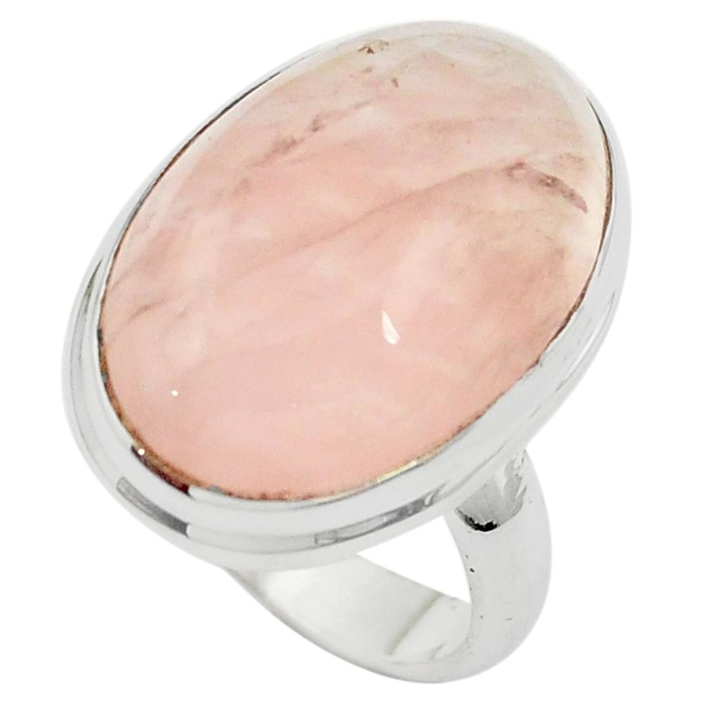925 sterling silver natural pink rose quartz ring jewelry size 7 m53516