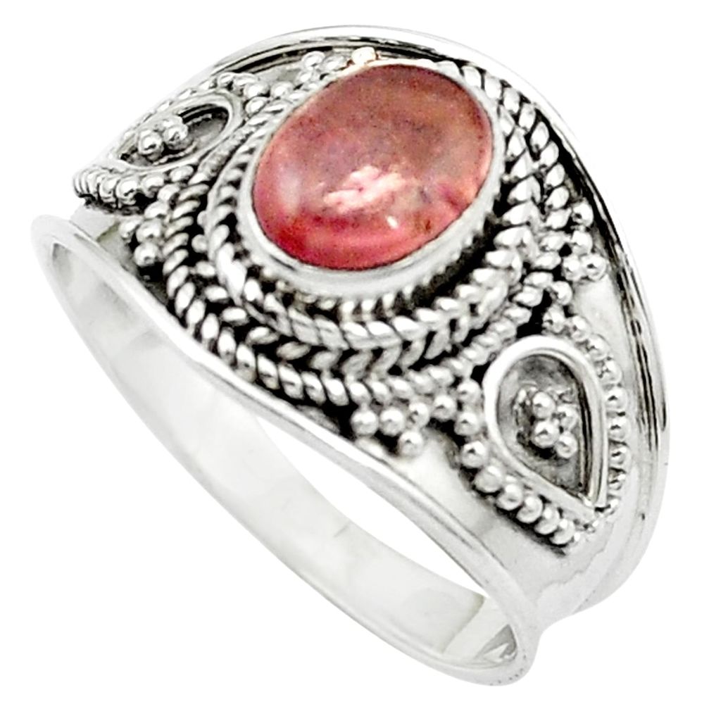 Natural pink tourmaline 925 sterling silver ring jewelry size 7 m53541