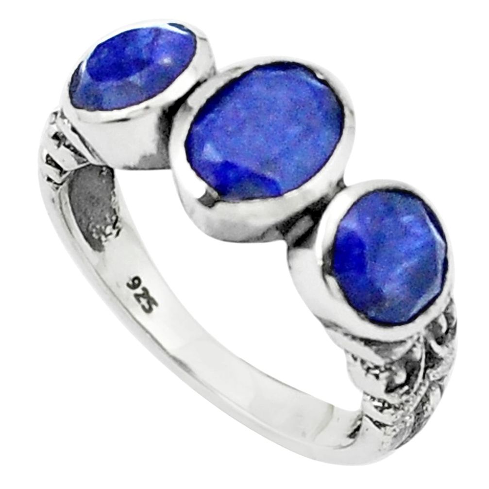 Natural blue sapphire 925 sterling silver ring jewelry size 7 m54455