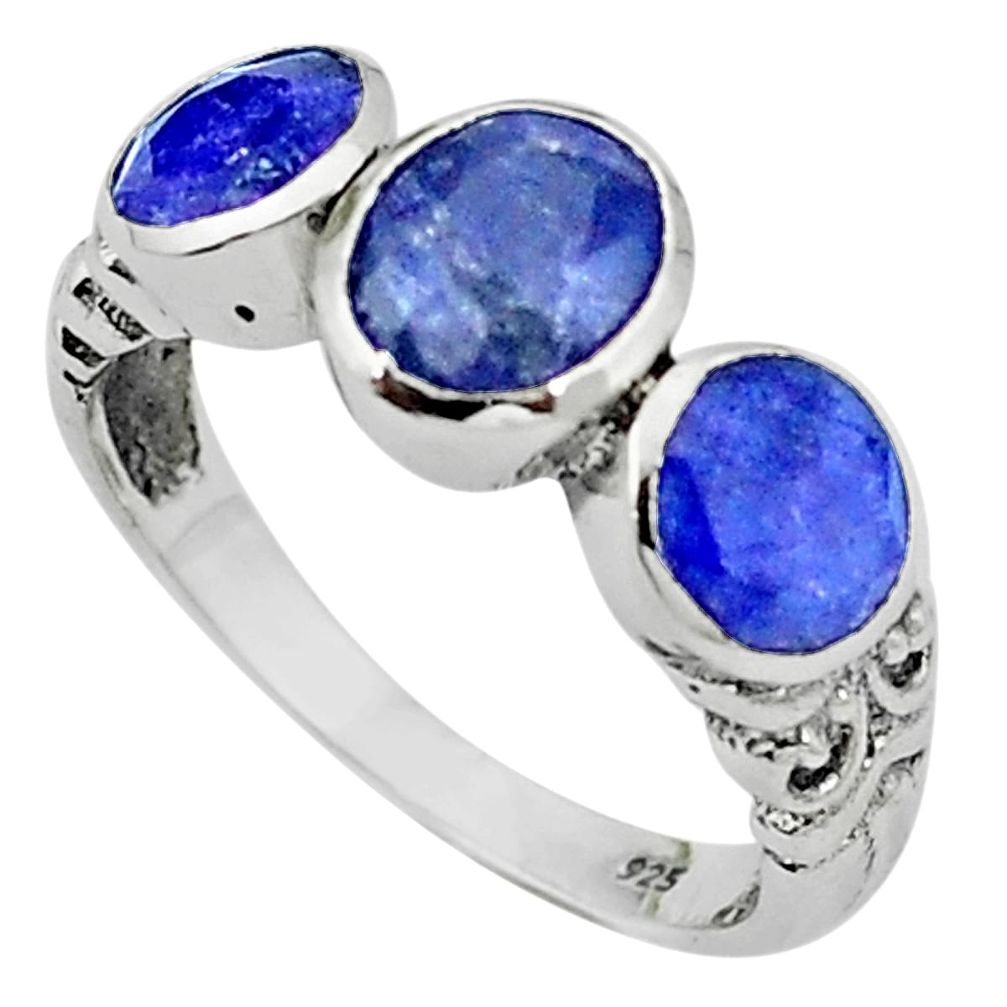 Natural blue sapphire 925 sterling silver ring jewelry size 8 m54460