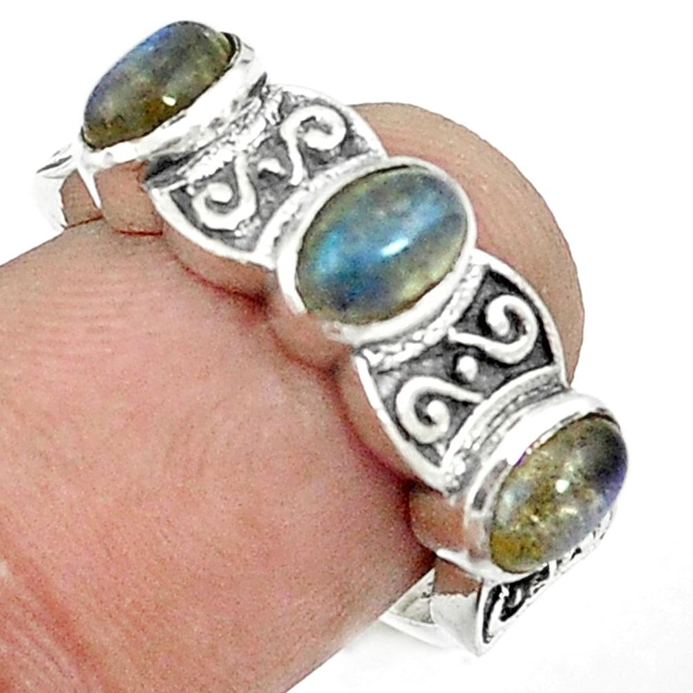 Natural blue labradorite 925 sterling silver ring jewelry size 7 m54462
