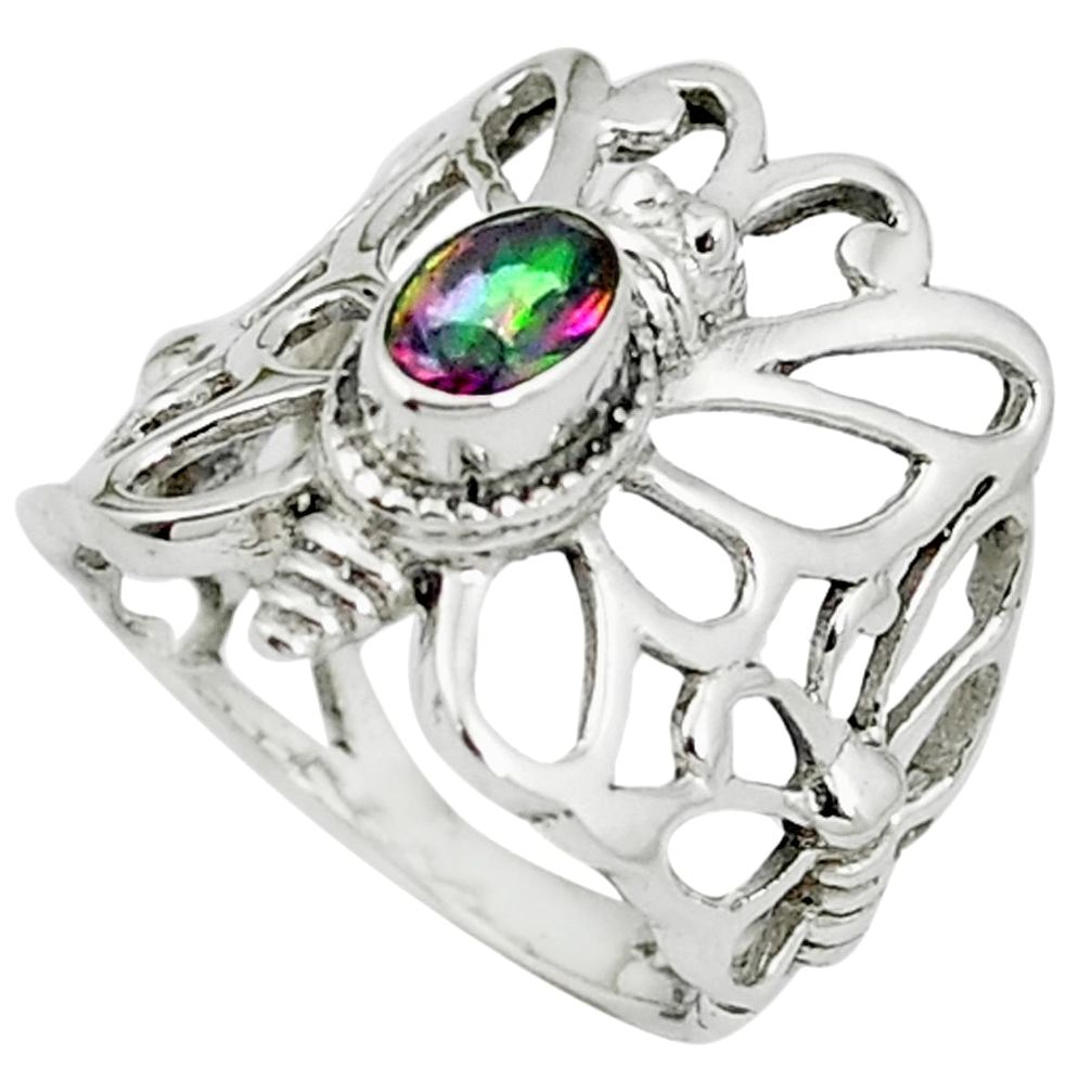 Multi color rainbow topaz 925 silver butterfly ring size 5.5 m54487