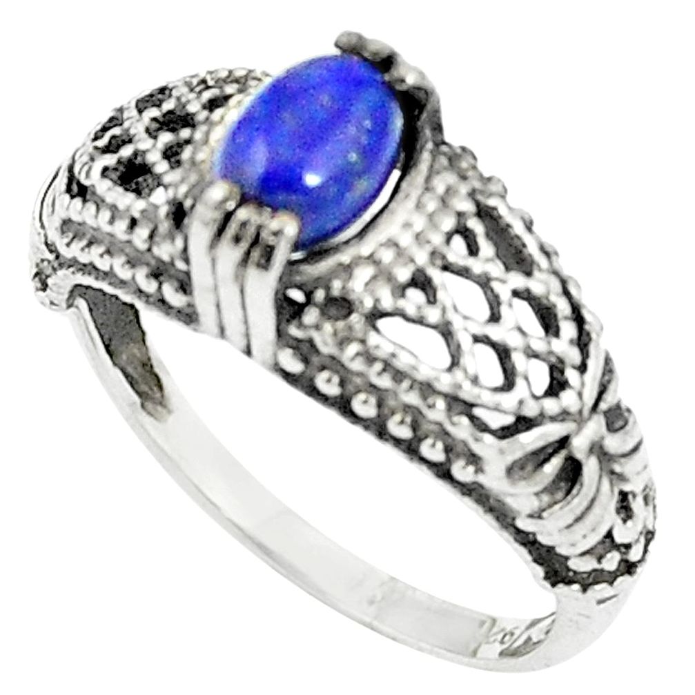 Natural blue lapis lazuli 925 sterling silver ring jewelry size 8 m54495