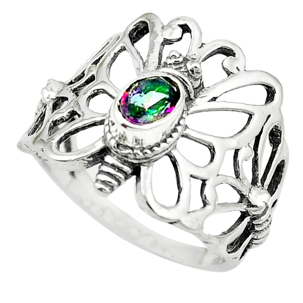 925 silver multi color rainbow topaz butterfly ring jewelry size 5.5 m54497