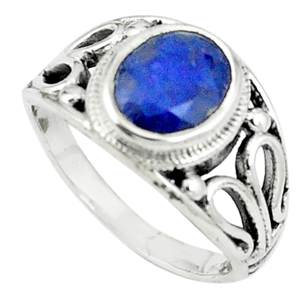 925 sterling silver natural blue sapphire ring jewelry size 5.5 m54505