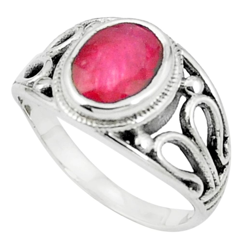 Natural pink ruby 925 sterling silver ring jewelry size 7 m54514