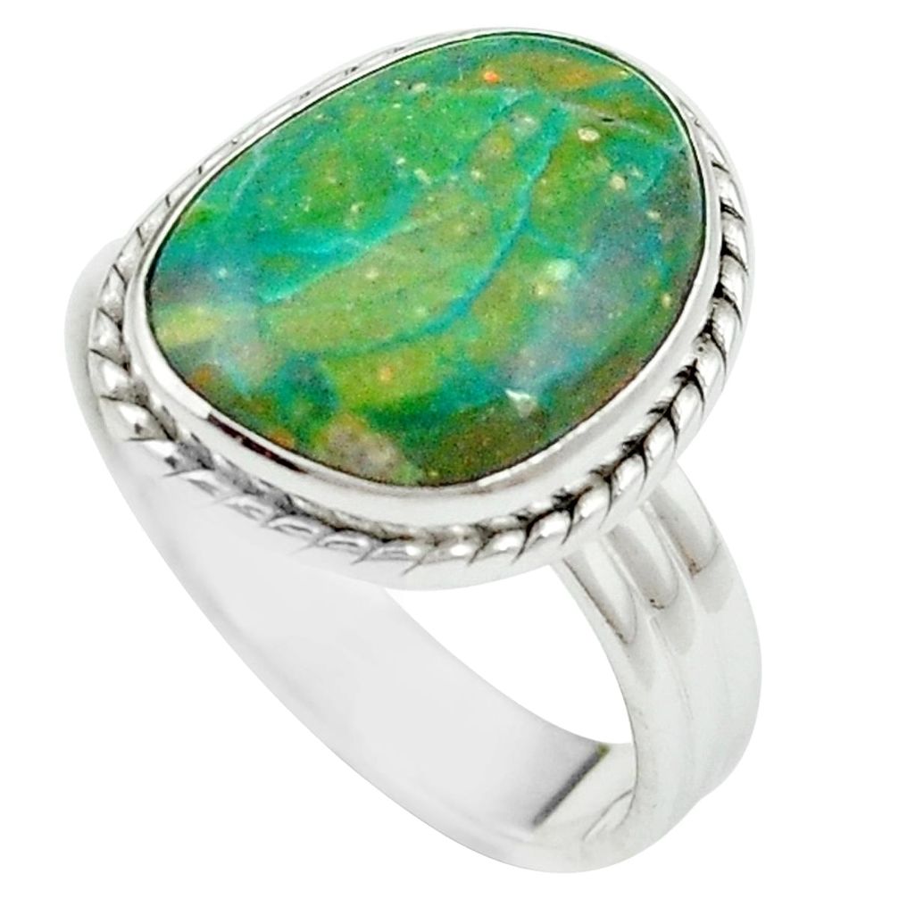 Natural green opaline 925 sterling silver ring jewelry size 8 m54947