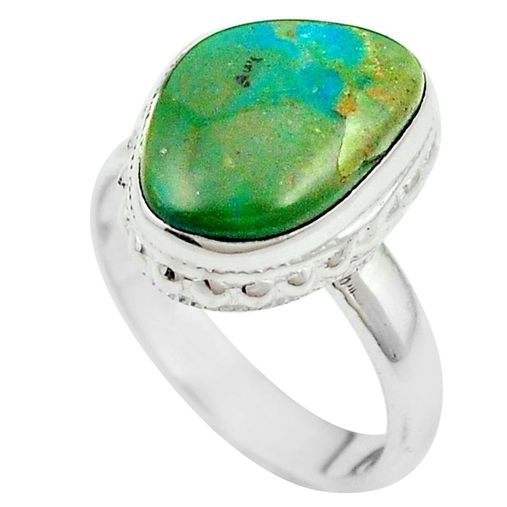 Natural green opaline 925 sterling silver ring jewelry size 7.5 m54954