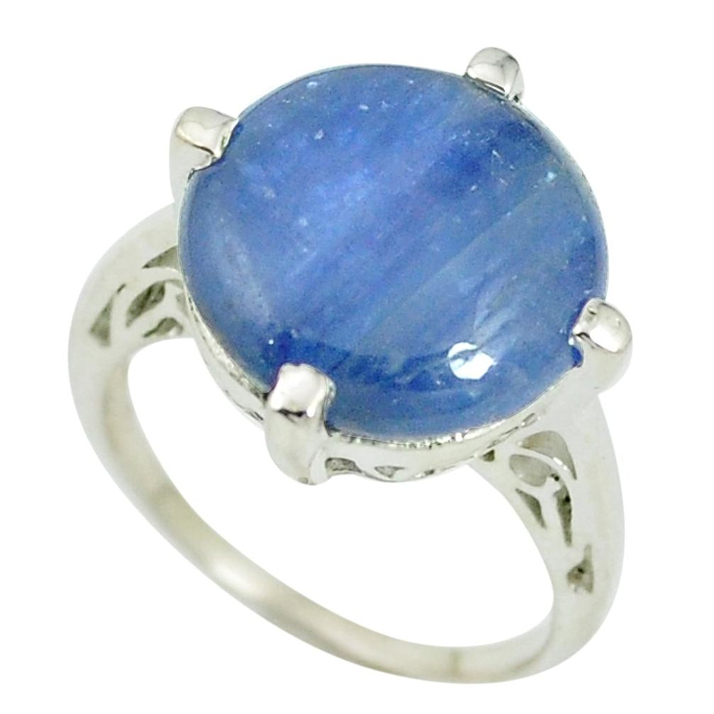 925 sterling silver natural blue kyanite round ring jewelry size 7 m55269