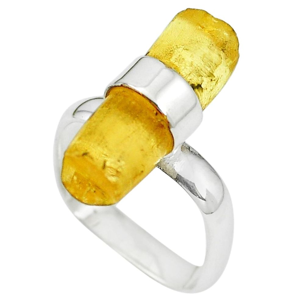 925 sterling silver yellow amber fancy shape ring jewelry size 7 m55319