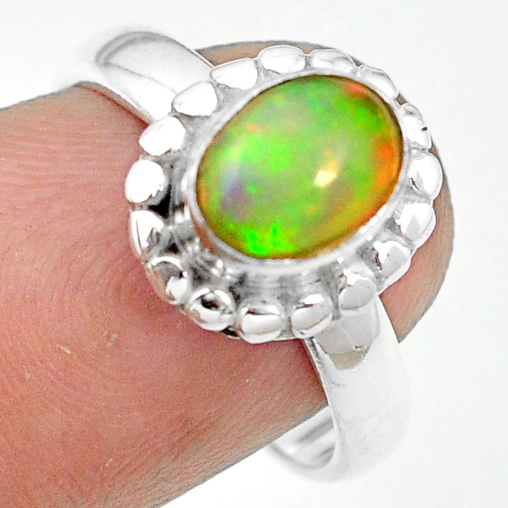 Natural multi color ethiopian opal 925 sterling silver ring size 7 m55723