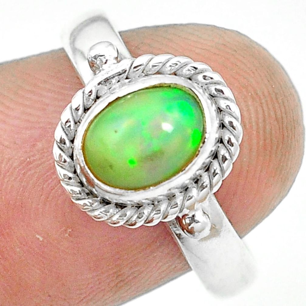Natural multi color ethiopian opal 925 sterling silver ring size 7 m55728