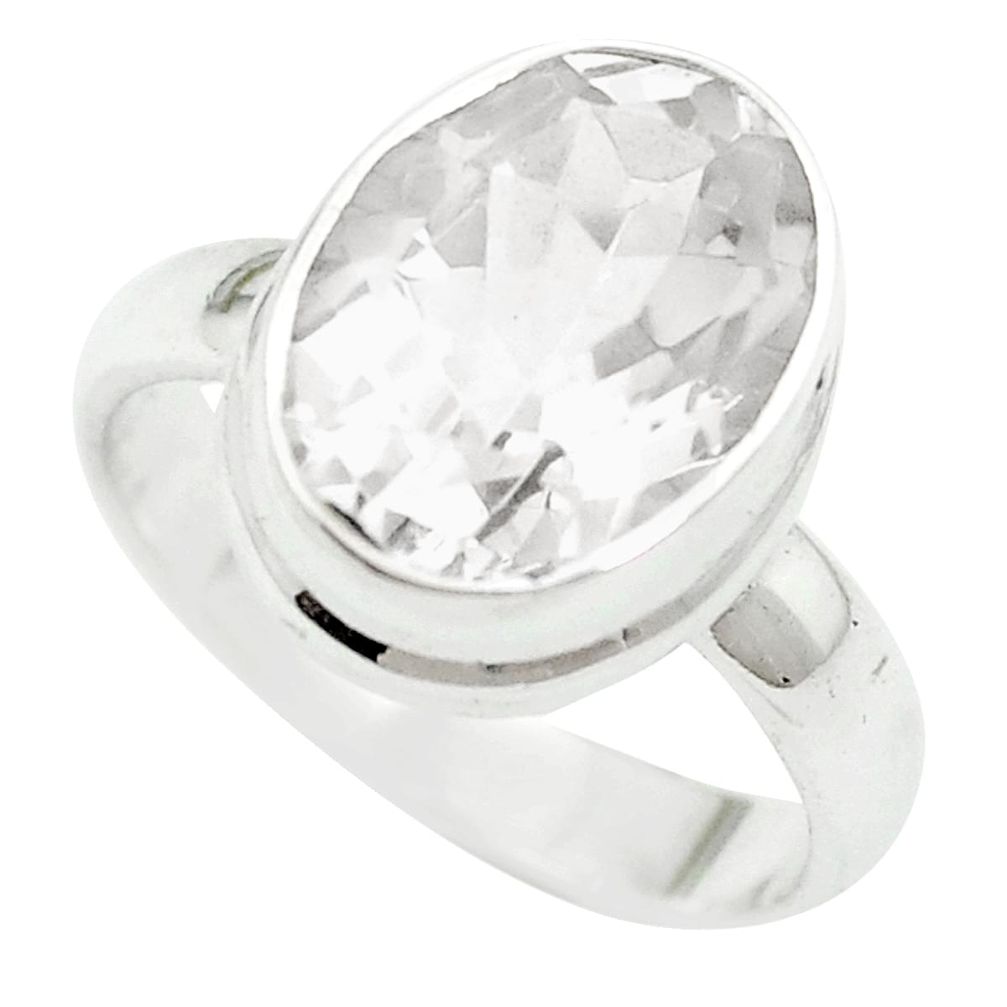 4.91cts natural white danburite faceted 925 sterling silver ring size 6 m55826