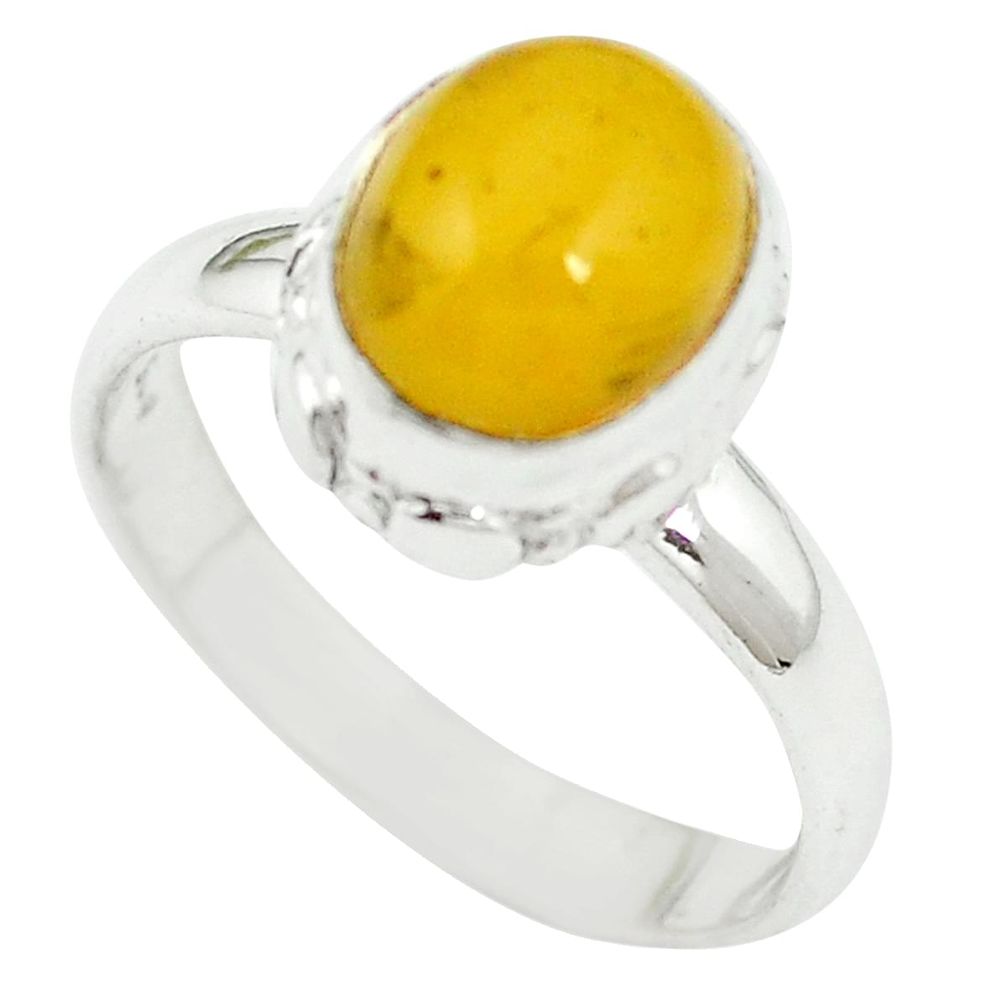 Yellow amber 925 sterling silver ring jewelry size 8 m55841