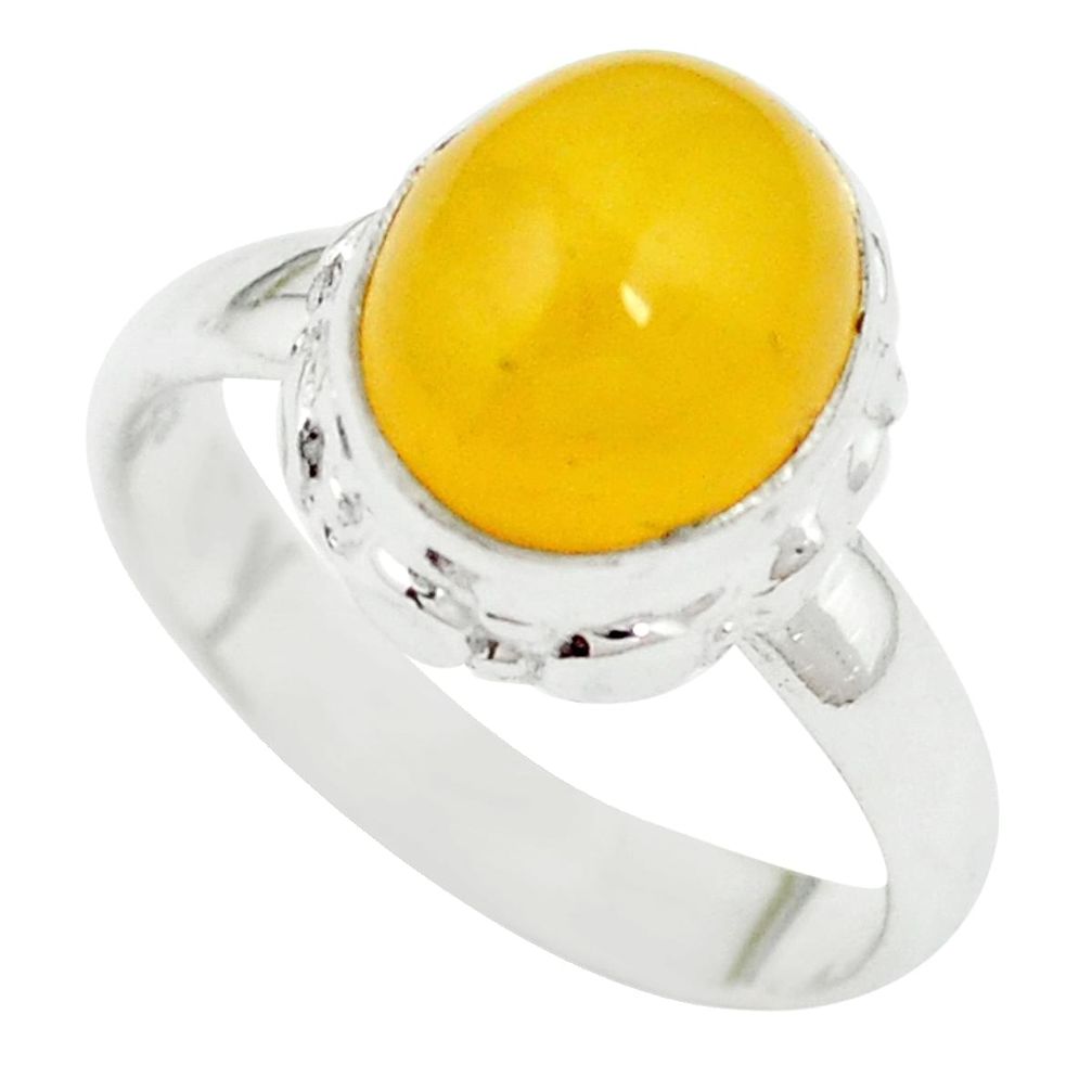 Yellow amber 925 sterling silver ring jewelry size 7 m55844